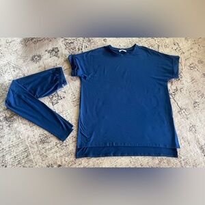 EUC - Zenana navy blue legging set casual 2 piece shirt pants Large L